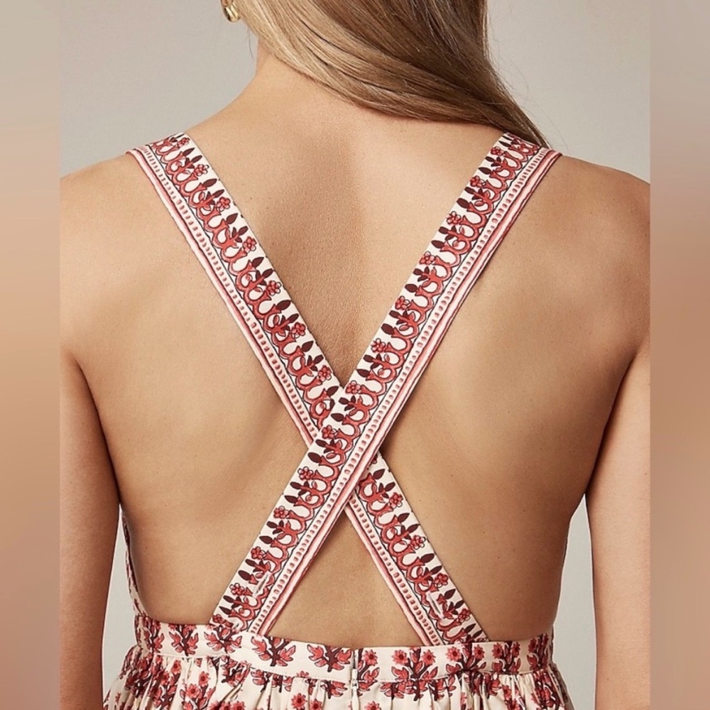 NWT J. Crew Embroidered apron dress in block print Size 0 $248 - Picture 2 of 11